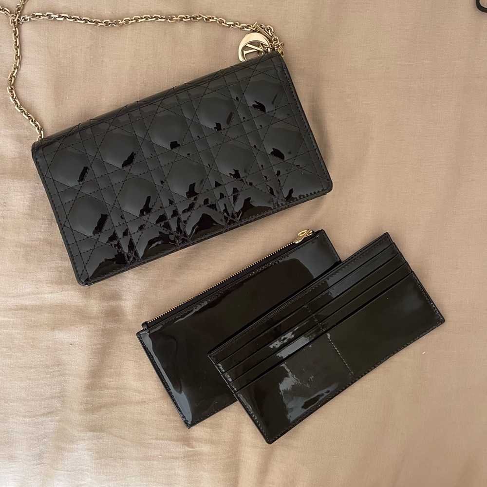 Dior black patent lady dior pouch - Picture 1 of 4